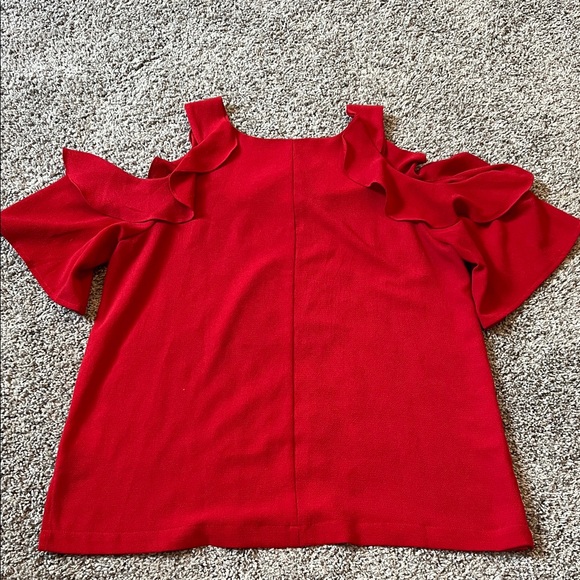 Red Cold Shoulder Women's Top - Picture 3 of 4